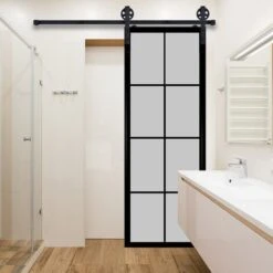 200cm/6,6FT Kit Quincaillerie De Rail Pour Porte Coulissante Industriel Ensemble Suspendue De Porte De Grange En Acier Au Carbone -Promos Matériel Boutique 59735595 4