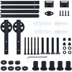 183cm/6FT Kit Quincaillerie De Rail Pour Porte Coulissante Industriel Ensemble Suspendue De Porte De Grange En Acier Au Carbone -Promos Matériel Boutique 59735596 5