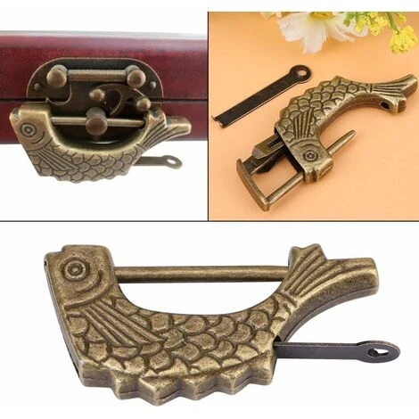 Déstockage Serrure En Forme De Poisson En Métal Serrure En Forme De Poisson En Bronze Antique Ancien Cadenas Chinois Avec Clé Pour Boîte à Bijoux Tiroir 59 × 31mm 2 Déstockage Serrure En Forme De Poisson En Métal Serrure En Forme De Poisson En Bronze Antique Ancien Cadenas Chinois Avec Clé Pour Boîte à Bijoux Tiroir 59 × 31mm – Image 2