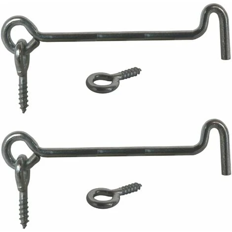 2x Crochets D'arrêt Avec Vis à œillet 4x100mm Acier Argenté Fermeture Porte Bois Contrevent Crochet Attache Vérou Verrou Blocage 1 2x Crochets D'arrêt Avec Vis à œillet 4x100mm Acier Argenté Fermeture Porte Bois Contrevent Crochet Attache Vérou Verrou Blocage