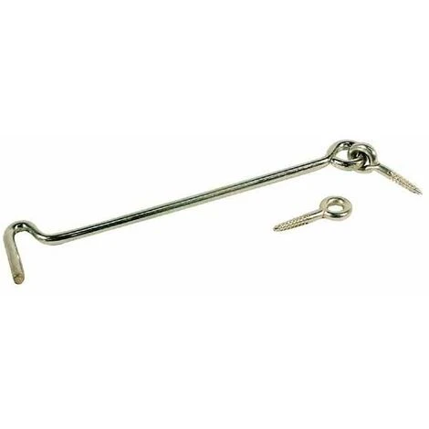 2x Crochets D'arrêt Avec Vis à œillet 4x100mm Acier Argenté Fermeture Porte Bois Contrevent Crochet Attache Vérou Verrou Blocage 2 2x Crochets D'arrêt Avec Vis à œillet 4x100mm Acier Argenté Fermeture Porte Bois Contrevent Crochet Attache Vérou Verrou Blocage – Image 2