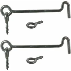 2x Crochets D'arrêt Avec Vis à œillet 4,3x120mm Acier Argenté Fermeture Porte Bois Contrevent Crochet Attache Vérou Verrou Blocage