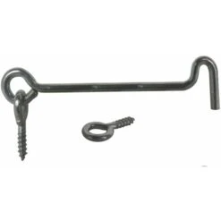 Crochet D'arrêt Avec Vis à œillet 5,9x200mm Acier Argenté Fermeture Porte Bois Contrevent Attache Vérou Verrou Blocage