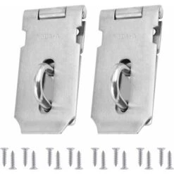 DENUOTOP Quincaillerie De Porte Et De Fenêtre 2Pcs Moraillon Résistant Et Agrafe Serrure, Acier Inoxydable Porte Verrous, Porte Fermoir Avec 16Pcs Des Vis, 4 Pouces