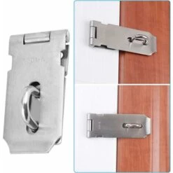 DENUOTOP Quincaillerie De Porte Et De Fenêtre 2Pcs Moraillon Résistant Et Agrafe Serrure, Acier Inoxydable Porte Verrous, Porte Fermoir Avec 16Pcs Des Vis, 4 Pouces -Promos Matériel Boutique 60004344 5