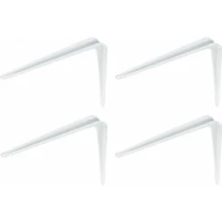 4x équerre Console Rigide 195x130mm Capacité De Charge 18kg/équerre Universel Acier Blanc Meuble étagère Armoire