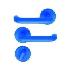 Poignée De Porte Intérieure Design En Nylon Bleu Sur Rosace Ronde Conda/Déconda, TUBULAIRE