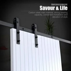 Hofuton 300cm Quincaillerie Kit De Rail Pour Porte Coulissante - Ensemble Kit Pour Porte Suspendue Système De Porte Avec Roulette Et Rail - Noir -Promos Matériel Boutique 61284218 4