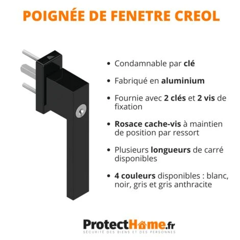 Poignée De Fenêtre à Clé Standard Gris Anthracite 40 Mm 4 Poignée De Fenêtre à Clé Standard Gris Anthracite 40 Mm – Image 4