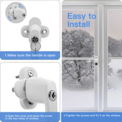 EINFEBEN 8X Poignée De Fenêtre Avec Serrure Verrouillable Alu Même Clé Blanche -Promos Matériel Boutique 63581068 4