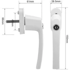 EINFEBEN 8X Poignée De Fenêtre Avec Serrure Verrouillable Alu Même Clé Blanche -Promos Matériel Boutique 63581068 5