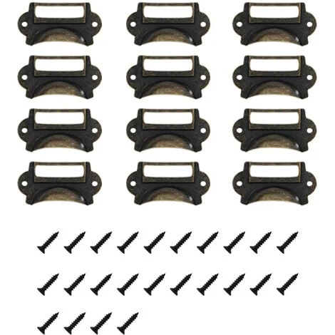 12 Pcs Poignée De Coquille Vintage, Fer Incurvé Bouton De Porte Avec Vis, Bronze Cadre Étiquette De Nom, Porte Étiquettes En Métal, Poignées De Tirage Pour Tiroir Armoire Cuisine Placard 7X3.5cm (Bron 1 12 Pcs Poignée De Coquille Vintage, Fer Incurvé Bouton De Porte Avec Vis, Bronze Cadre Étiquette De Nom, Porte Étiquettes En Métal, Poignées De Tirage Pour Tiroir Armoire Cuisine Placard 7X3.5cm (Bron