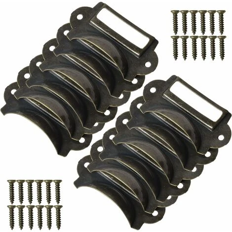 12 Pcs Poignée De Coquille Vintage, Fer Incurvé Bouton De Porte Avec Vis, Bronze Cadre Étiquette De Nom, Porte Étiquettes En Métal, Poignées De Tirage Pour Tiroir Armoire Cuisine Placard 7X3.5cm (Bron 2 12 Pcs Poignée De Coquille Vintage, Fer Incurvé Bouton De Porte Avec Vis, Bronze Cadre Étiquette De Nom, Porte Étiquettes En Métal, Poignées De Tirage Pour Tiroir Armoire Cuisine Placard 7X3.5cm (Bron – Image 2