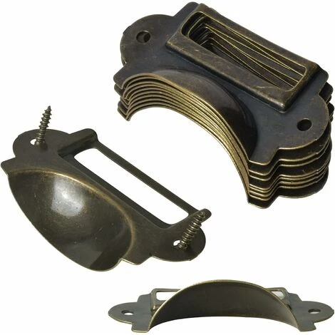 12 Pcs Poignée De Coquille Vintage, Fer Incurvé Bouton De Porte Avec Vis, Bronze Cadre Étiquette De Nom, Porte Étiquettes En Métal, Poignées De Tirage Pour Tiroir Armoire Cuisine Placard 7X3.5cm (Bron 3 12 Pcs Poignée De Coquille Vintage, Fer Incurvé Bouton De Porte Avec Vis, Bronze Cadre Étiquette De Nom, Porte Étiquettes En Métal, Poignées De Tirage Pour Tiroir Armoire Cuisine Placard 7X3.5cm (Bron – Image 3