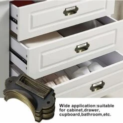 12 Pcs Poignée De Coquille Vintage, Fer Incurvé Bouton De Porte Avec Vis, Bronze Cadre Étiquette De Nom, Porte Étiquettes En Métal, Poignées De Tirage Pour Tiroir Armoire Cuisine Placard 7X3.5cm (Bron 8 12 Pcs Poignée De Coquille Vintage, Fer Incurvé Bouton De Porte Avec Vis, Bronze Cadre Étiquette De Nom, Porte Étiquettes En Métal, Poignées De Tirage Pour Tiroir Armoire Cuisine Placard 7X3.5cm (Bron -Promos Matériel Boutique 63653127 4