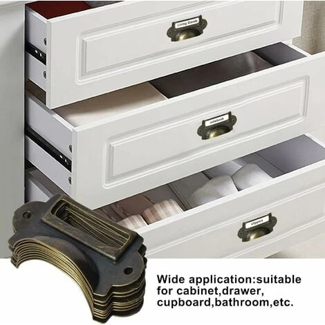 12 Pcs Poignée De Coquille Vintage, Fer Incurvé Bouton De Porte Avec Vis, Bronze Cadre Étiquette De Nom, Porte Étiquettes En Métal, Poignées De Tirage Pour Tiroir Armoire Cuisine Placard 7X3.5cm (Bron 4 12 Pcs Poignée De Coquille Vintage, Fer Incurvé Bouton De Porte Avec Vis, Bronze Cadre Étiquette De Nom, Porte Étiquettes En Métal, Poignées De Tirage Pour Tiroir Armoire Cuisine Placard 7X3.5cm (Bron – Image 4