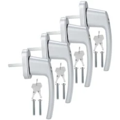 SWANEW Poignée De Fenêtre Poignée De Fenêtre Alu Verrouillable Aluminium Serrure Set Design Gris 4X
