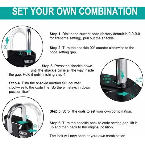 Déstockage Cadenas Code Anse Longue Exterieur Pour Portail, Abri De Jardin, 4 Chiffres Grande Cadena A Combinaison Long Pour Casier Vestiaire Sport, College, Scolaire, Serrure Combinée Noir 4 Déstockage Cadenas Code Anse Longue Exterieur Pour Portail, Abri De Jardin, 4 Chiffres Grande Cadena A Combinaison Long Pour Casier Vestiaire Sport, College, Scolaire, Serrure Combinée Noir – Image 4