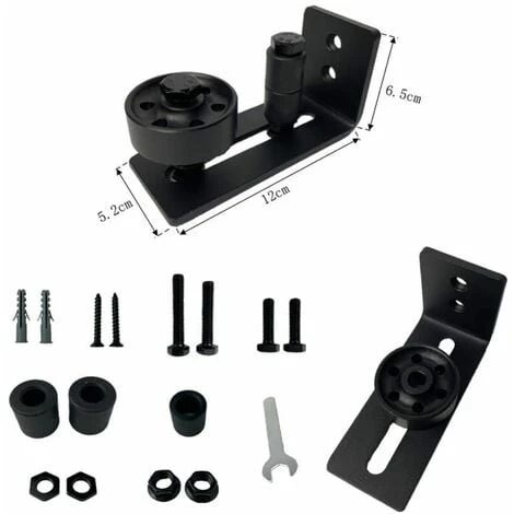 1pcs Guide De Porte Coulissante Robuste En Acier-au Carbone Noir-Rouleau Réglable-Système De Fixation Murale 5 1pcs Guide De Porte Coulissante Robuste En Acier-au Carbone Noir-Rouleau Réglable-Système De Fixation Murale – Image 5