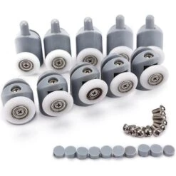 10pcs Porte De Douche Galet Ajustables Dual Rouleau Roulettes Cabine De Douche Pour Salle De Bain 25mm 5 Supérieures Et 5 Inférieure