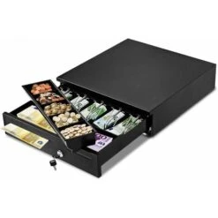 RELAX4LIFE Tiroir Caisse Automatique 5 Compartiments De Pièces 5 Compartiments De Billets Connecter à POS,Système D'Encaissement