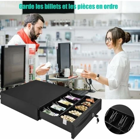 RELAX4LIFE Tiroir Caisse Automatique 5 Compartiments De Pièces 5 Compartiments De Billets Connecter à POS,Système D'Encaissement 2 RELAX4LIFE Tiroir Caisse Automatique 5 Compartiments De Pièces 5 Compartiments De Billets Connecter à POS,Système D'Encaissement – Image 2