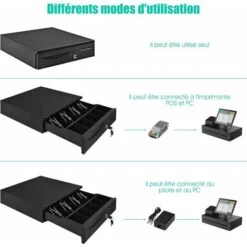 RELAX4LIFE Tiroir Caisse Automatique 5 Compartiments De Pièces 5 Compartiments De Billets Connecter à POS,Système D'Encaissement 8 RELAX4LIFE Tiroir Caisse Automatique 5 Compartiments De Pièces 5 Compartiments De Billets Connecter à POS,Système D'Encaissement -Promos Matériel Boutique 64130026 4