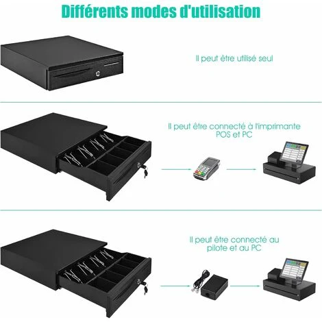 RELAX4LIFE Tiroir Caisse Automatique 5 Compartiments De Pièces 5 Compartiments De Billets Connecter à POS,Système D'Encaissement 4 RELAX4LIFE Tiroir Caisse Automatique 5 Compartiments De Pièces 5 Compartiments De Billets Connecter à POS,Système D'Encaissement – Image 4