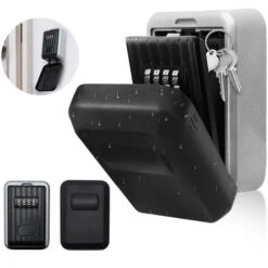 SWANEW Coffre à Clés Boite à Clé Sécurisée Montage Mural Boite A Clef Avec Code Numérique à 4 Chiffres Extra Grande Lock Box