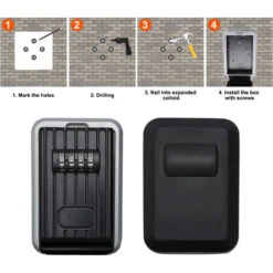 SWANEW Coffre à Clés Boite à Clé Sécurisée Montage Mural Boite A Clef Avec Code Numérique à 4 Chiffres Extra Grande Lock Box -Promos Matériel Boutique 64454157 4