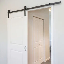 SWANEW Système De Porte Coulissante Ensemble D'accessoires Pour Rail Au Sol Rail De Porte à Rouleau En Bois Verre 150kg Streifen 152CM -Promos Matériel Boutique 64454428 4