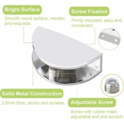 Lot De 8 Pinces De Serrage Réglables Pour étagère En Verre Sans Cadre En Alliage De Zinc - Pinces De Serrage Pour Verre De 8 à 12 Mm D'épaisseur - En Chrome Poli 8 Lot De 8 Pinces De Serrage Réglables Pour étagère En Verre Sans Cadre En Alliage De Zinc - Pinces De Serrage Pour Verre De 8 à 12 Mm D'épaisseur - En Chrome Poli -Promos Matériel Boutique 64459670 4