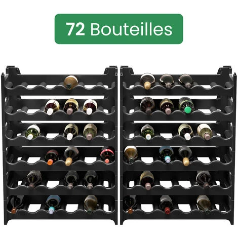 Étagère à Bouteilles Modulable ARTECSIS 72 Bouteilles - 60x28x158 Cm (LxlxH) – Cave à Vin En Plastique, Noir - Range Bouteille 2 Étagère à Bouteilles Modulable ARTECSIS 72 Bouteilles - 60x28x158 Cm (LxlxH) – Cave à Vin En Plastique, Noir - Range Bouteille – Image 2