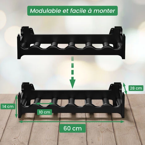 Étagère à Bouteilles Modulable ARTECSIS 72 Bouteilles - 60x28x158 Cm (LxlxH) – Cave à Vin En Plastique, Noir - Range Bouteille 3 Étagère à Bouteilles Modulable ARTECSIS 72 Bouteilles - 60x28x158 Cm (LxlxH) – Cave à Vin En Plastique, Noir - Range Bouteille – Image 3