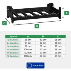 Étagère à Bouteilles Modulable ARTECSIS 72 Bouteilles - 60x28x158 Cm (LxlxH) – Cave à Vin En Plastique, Noir - Range Bouteille 8 Étagère à Bouteilles Modulable ARTECSIS 72 Bouteilles - 60x28x158 Cm (LxlxH) – Cave à Vin En Plastique, Noir - Range Bouteille -Promos Matériel Boutique 64884537 4