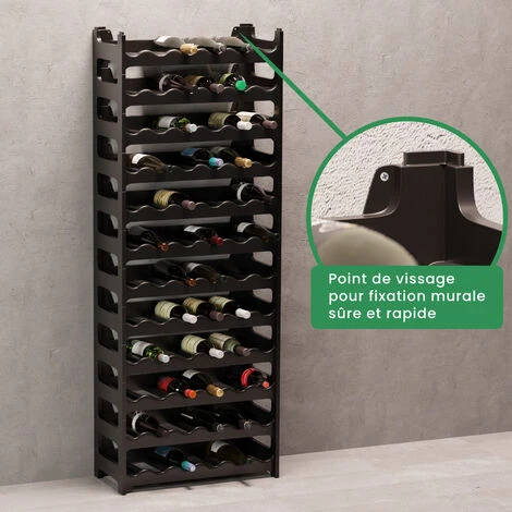 Étagère à Bouteilles Modulable ARTECSIS 72 Bouteilles - 60x28x158 Cm (LxlxH) – Cave à Vin En Plastique, Noir - Range Bouteille 5 Étagère à Bouteilles Modulable ARTECSIS 72 Bouteilles - 60x28x158 Cm (LxlxH) – Cave à Vin En Plastique, Noir - Range Bouteille – Image 5