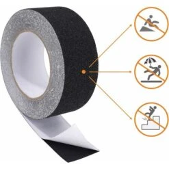 GDRHVFD Bande Antidérapante Adhésive Pour Escaliers, Friction, Abrasif Pour Les Sécurité, Escabeau, Intérieur, Extérieur, Haute Traction, 5Cm X 10M, Noir -Promos Matériel Boutique 65442015 3