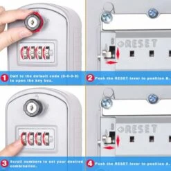 Coffre-fort à Clés [Nouvelle Génération] Grand Coffre-fort à Clés Extérieur Avec 4 Codes D'urgence Et Clés Boîte à Clés Murale étanche Et Antirouille Pour école, Bureau, Usine (gris) -Promos Matériel Boutique 65504687 3
