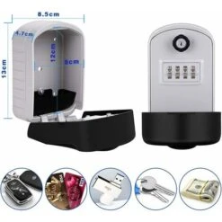 Coffre-fort à Clés [Nouvelle Génération] Grand Coffre-fort à Clés Extérieur Avec 4 Codes D'urgence Et Clés Boîte à Clés Murale étanche Et Antirouille Pour école, Bureau, Usine (gris) -Promos Matériel Boutique 65504687 5