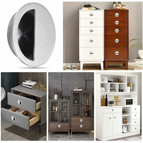 Lot De 4 Poignées Encastrables En Acier Inoxydable Argenté Poignée De Porte Coulissante Ronde Ø50mm Avec Un Trou Demi-Circulaire De 40 X 20mm Facile à Tirer - Pour Porte Coulissante Ou Autres Meubles 3 Lot De 4 Poignées Encastrables En Acier Inoxydable Argenté Poignée De Porte Coulissante Ronde Ø50mm Avec Un Trou Demi-Circulaire De 40 X 20mm Facile à Tirer - Pour Porte Coulissante Ou Autres Meubles – Image 3