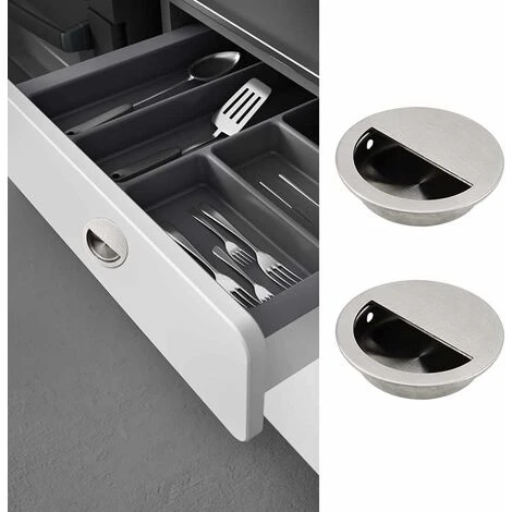 Lot De 4 Poignées Encastrables En Acier Inoxydable Argenté Poignée De Porte Coulissante Ronde Ø50mm Avec Un Trou Demi-Circulaire De 40 X 20mm Facile à Tirer - Pour Porte Coulissante Ou Autres Meubles 5 Lot De 4 Poignées Encastrables En Acier Inoxydable Argenté Poignée De Porte Coulissante Ronde Ø50mm Avec Un Trou Demi-Circulaire De 40 X 20mm Facile à Tirer - Pour Porte Coulissante Ou Autres Meubles – Image 5