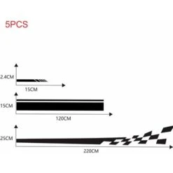 READCLY-5 Pcs Autocollant De Bande De Capot De Voiture, Auto Body Racing Rétroviseur Autocollant, Décalque Graphique Vinyle Décoration De Voiture, Noir -Promos Matériel Boutique 65598891 3