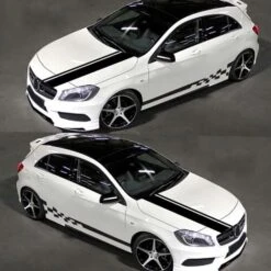 READCLY-5 Pcs Autocollant De Bande De Capot De Voiture, Auto Body Racing Rétroviseur Autocollant, Décalque Graphique Vinyle Décoration De Voiture, Noir -Promos Matériel Boutique 65598891 4