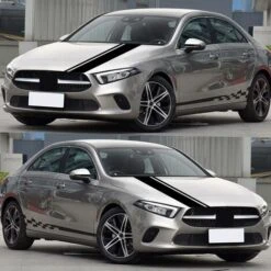 READCLY-5 Pcs Autocollant De Bande De Capot De Voiture, Auto Body Racing Rétroviseur Autocollant, Décalque Graphique Vinyle Décoration De Voiture, Noir -Promos Matériel Boutique 65598891 5