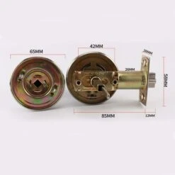 Poignée De Porte, Serrure De Porte à Bouton Rond, Taille De Loquet 60/70 Mm Serrure à Bille En Acier Inoxydable Serrure De Porte à Montage Sur Trois Barres -Promos Matériel Boutique 65623425 3