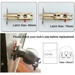 Poignée De Porte, Serrure De Porte à Bouton Rond, Taille De Loquet 60/70 Mm Serrure à Bille En Acier Inoxydable Serrure De Porte à Montage Sur Trois Barres -Promos Matériel Boutique 65623425 4
