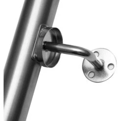 Hengda Main Courante, Inox Rampe D'escalier Rond, Intérieur & Extérieur Ø 42 Mm, Support Mural, Argenté 50cm -Promos Matériel Boutique 65648500 3