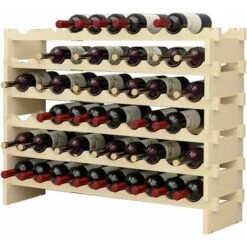 Soges Étagère à Vin 60 Bouteilles Stockage De Vin Empilable Présentoirs à Vin En Bois Étagère à Vin Debout Libre, BY-WS002