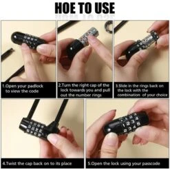 Cadenas à Combinaison à 4 Chiffres 5,5 Robuste étanche Pour Extérieur Avec Cadenas à Combinaison Réinitialisable Longue Anse Cadenas à Combinaison Pour Portail Extérieur, Vélo, Salle De Sport, école, -Promos Matériel Boutique 65749538 4