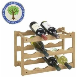 WENKO Range Bouteille, étagère à Vin, Casier à Bouteilles, Capacité 12 Bouteilles, Norway, Bois, 42x28x21 Cm, Marron